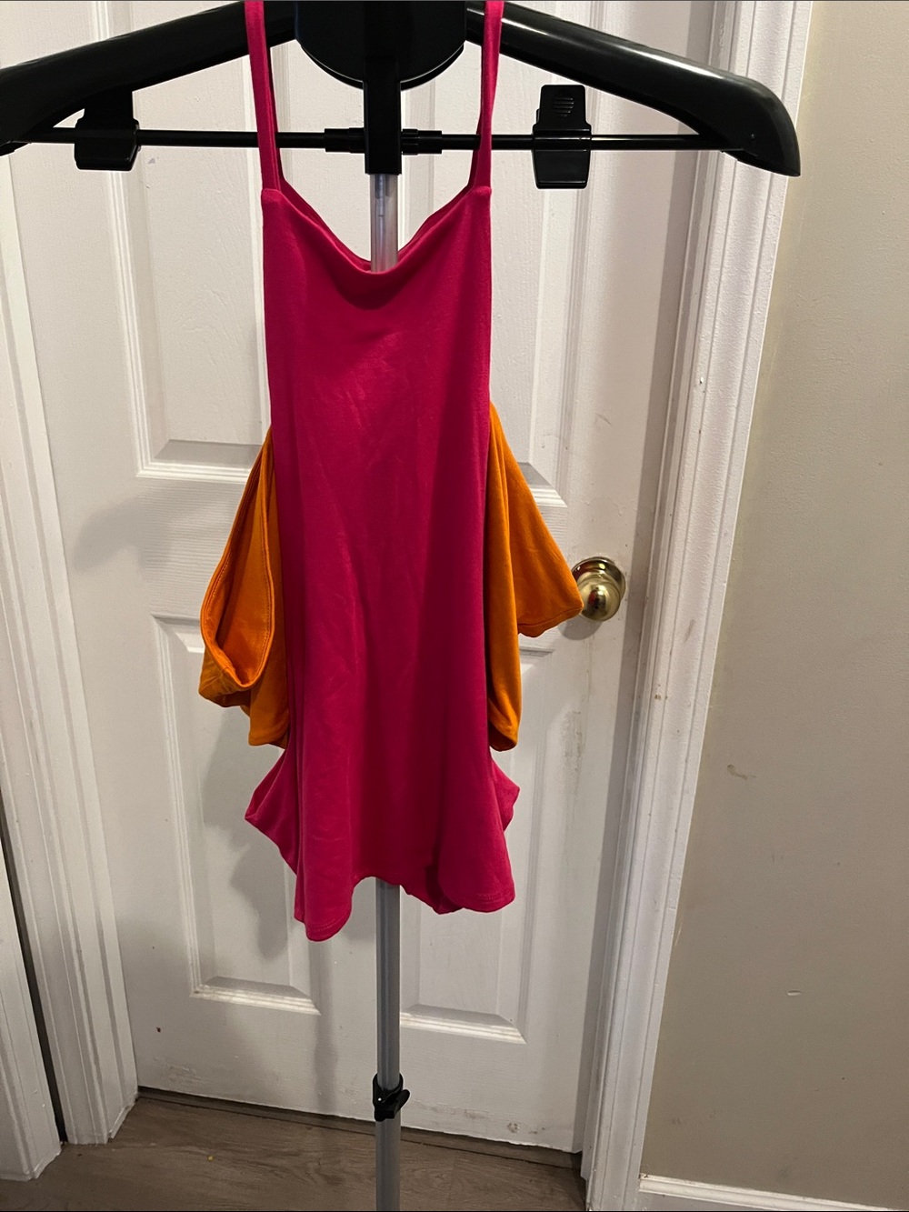 Bar III Pink and Orange Colorblock Cold-Shoulder Tank